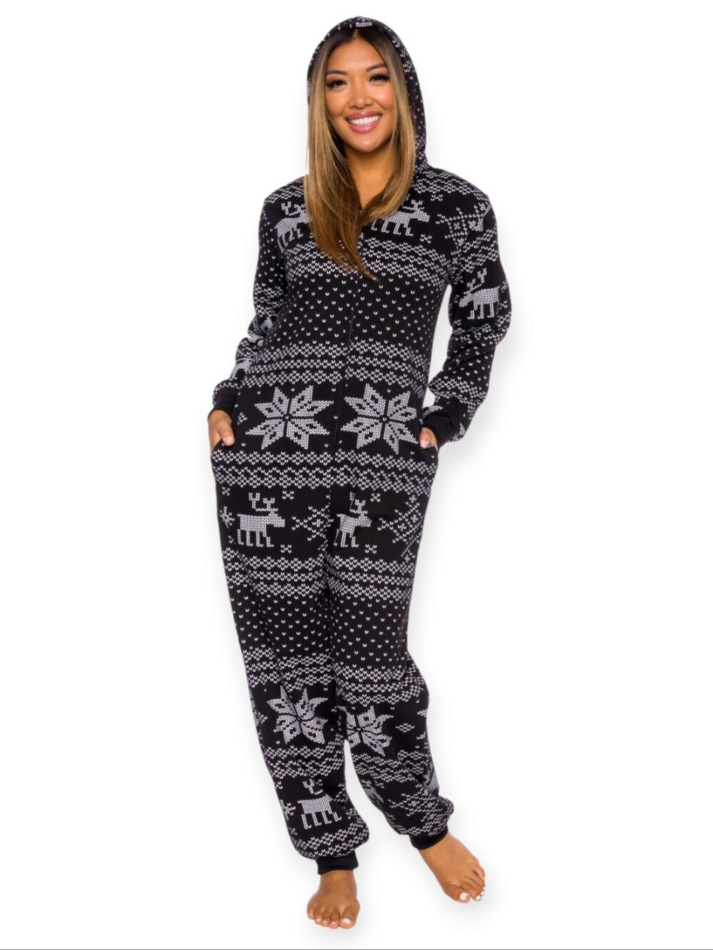 NWOT Silver Lilly Fair Isle Hooded One Piece Pajamas